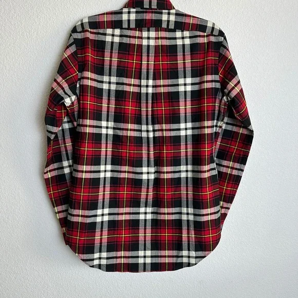 Vintage 90s Ralph Lauren Mens S Classic Fit Plaid Button Down Shirt Red PONY - Picture 5 of 7